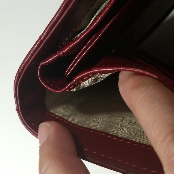 NWT Lauren Ralph Lauren Carrington New Compact Leather Wallet In Red - Picture 11 of 12